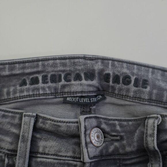 American Eagle Next Level Stretch Gray Denim Jeans 0R 25/29 Factory Distressed - Picture 6 of 9